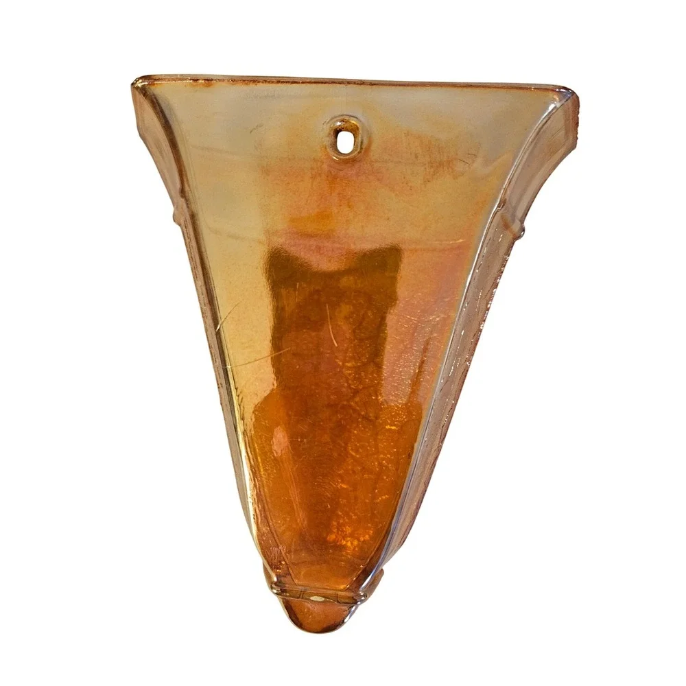 Vintage Iridescent Carnival Glass Vase Textured Amber Gold Tone Decor